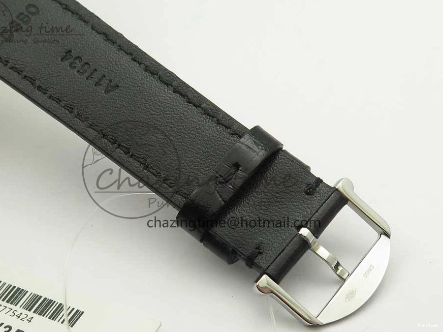 MIROTIME 0102 Portofino Automatic SS FKF 1:1 Best Edition White Dial SS Markers on Black Leather Strap A QuickDry 7138